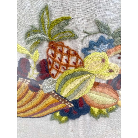 Fruit Cornucopia Embroidery Art, Needlepoint Horn of Plenty - Picture 4 of 6